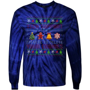 Christmas Tech Support Here To Delete Cookies Xmas Tie-Dye Long Sleeve Shirt