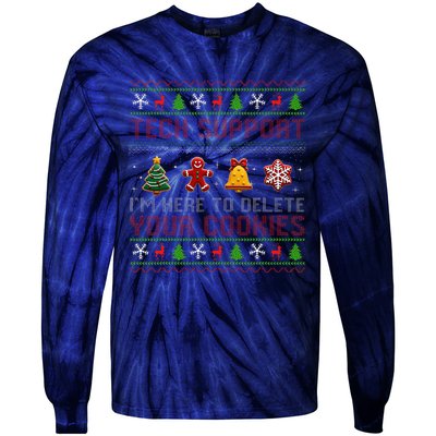 Christmas Tech Support Here To Delete Cookies Xmas Tie-Dye Long Sleeve Shirt