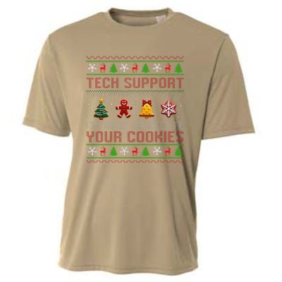 Christmas Tech Support Here To Delete Cookies Xmas Cooling Performance Crew T-Shirt