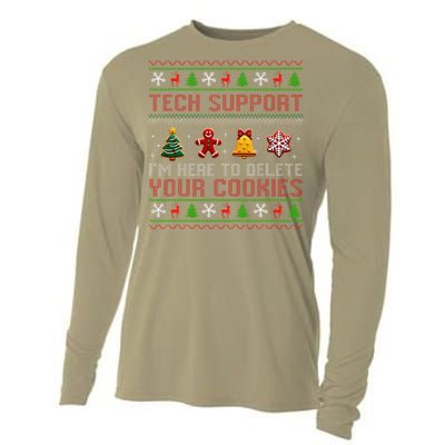 Christmas Tech Support Here To Delete Cookies Xmas Cooling Performance Long Sleeve Crew