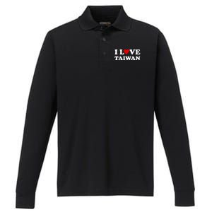 Country Travel Souvenir I Love Taiwan Gift Performance Long Sleeve Polo