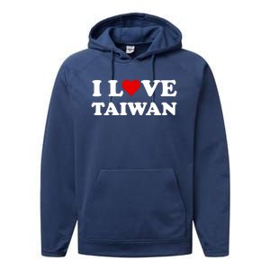 Country Travel Souvenir I Love Taiwan Gift Performance Fleece Hoodie