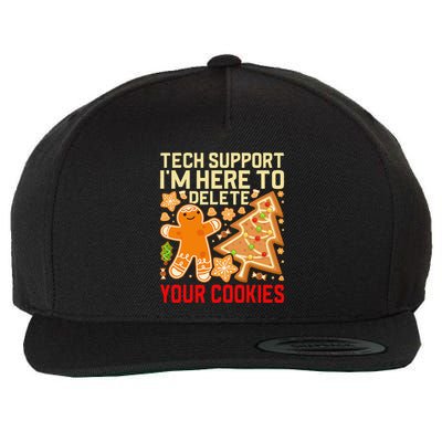Christmas Tech Support Here To Delete Cookies Xmas Wool Snapback Cap