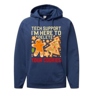 Christmas Tech Support Here To Delete Cookies Xmas Performance Fleece Hoodie