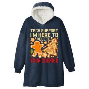 Christmas Tech Support Here To Delete Cookies Xmas Hooded Wearable Blanket