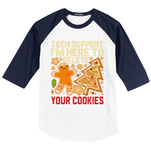 Christmas Tech Support Here To Delete Cookies Xmas Baseball Sleeve Shirt