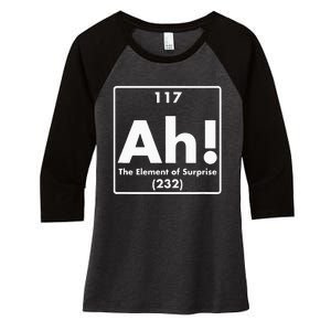 Chemist Teacher scientific Ah! The Element of Surprise Women's Tri-Blend 3/4-Sleeve Raglan Shirt