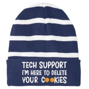 Christmas Tech Support I’M Here To Delete Your Cookies Xmas Striped Beanie with Solid Band