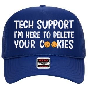 Christmas Tech Support I’M Here To Delete Your Cookies Xmas High Crown Mesh Back Trucker Hat