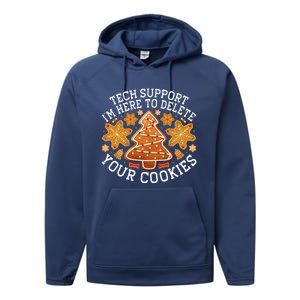 Christmas Tech Support Here To Delete Cookies Xmas Performance Fleece Hoodie