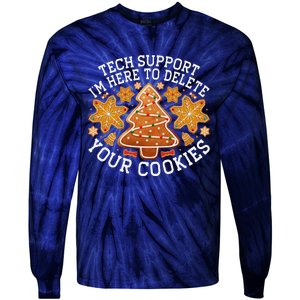 Christmas Tech Support Here To Delete Cookies Xmas Tie-Dye Long Sleeve Shirt