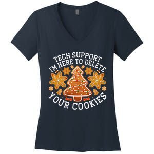 Christmas Tech Support Here To Delete Cookies Xmas Women's V-Neck T-Shirt