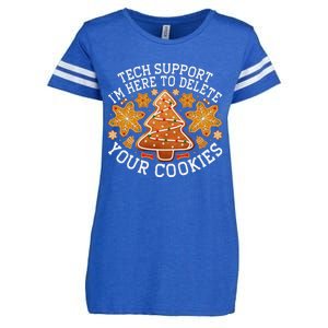 Christmas Tech Support Here To Delete Cookies Xmas Enza Ladies Jersey Football T-Shirt