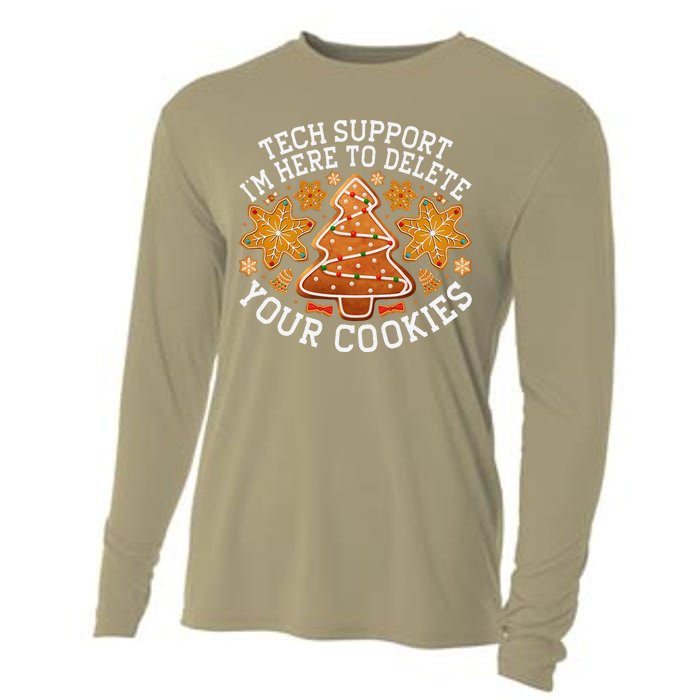 Christmas Tech Support Here To Delete Cookies Xmas Cooling Performance Long Sleeve Crew