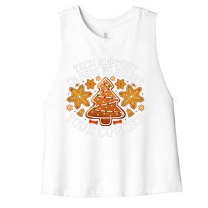 Christmas Tech Support Here To Delete Cookies Xmas Women's Racerback Cropped Tank