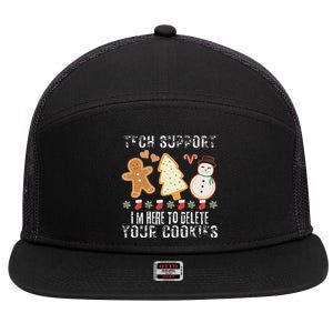 Christmas Tech Support Here To Delete Cookies Xmas 7 Panel Mesh Trucker Snapback Hat