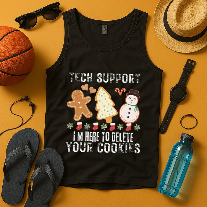 Christmas Tech Support Here To Delete Cookies Xmas Tank Top