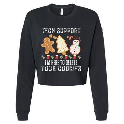 Christmas Tech Support Here To Delete Cookies Xmas Cropped Pullover Crew