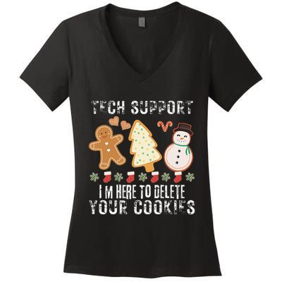 Christmas Tech Support Here To Delete Cookies Xmas Women's V-Neck T-Shirt