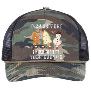 Christmas Tech Support Here To Delete Cookies Xmas Retro Rope Trucker Hat Cap