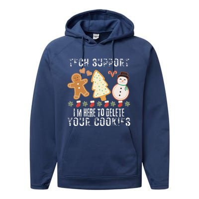 Christmas Tech Support Here To Delete Cookies Xmas Performance Fleece Hoodie