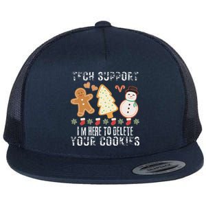 Christmas Tech Support Here To Delete Cookies Xmas Flat Bill Trucker Hat