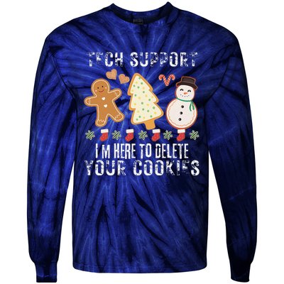 Christmas Tech Support Here To Delete Cookies Xmas Tie-Dye Long Sleeve Shirt