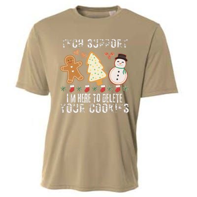 Christmas Tech Support Here To Delete Cookies Xmas Cooling Performance Crew T-Shirt