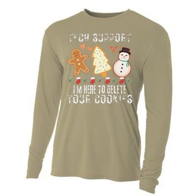 Christmas Tech Support Here To Delete Cookies Xmas Cooling Performance Long Sleeve Crew