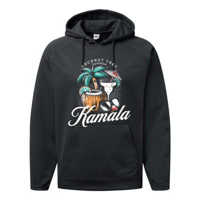 Coconut Tree Summer Vibes Performance Fleece Hoodie