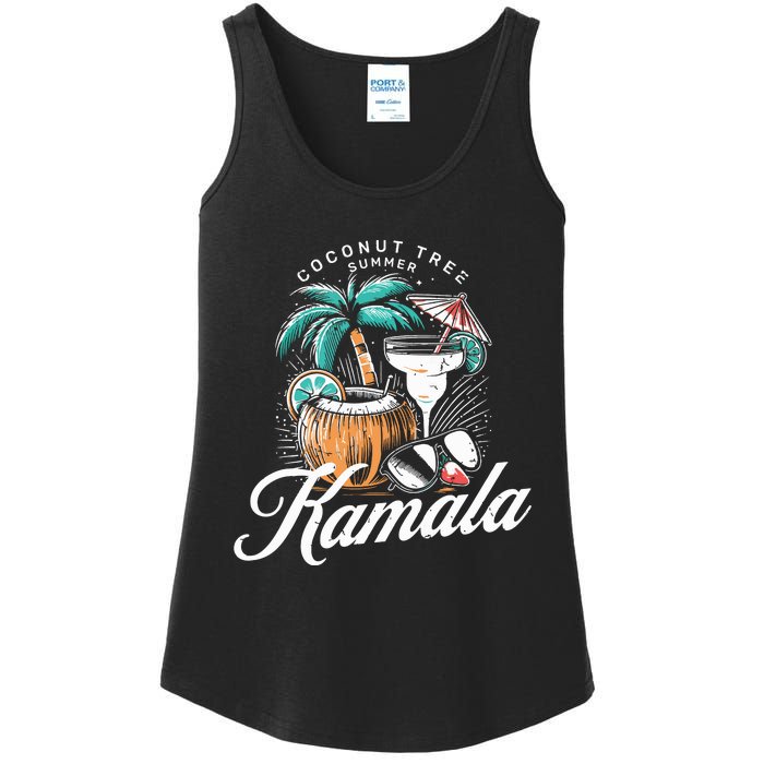 Coconut Tree Summer Vibes Ladies Essential Tank