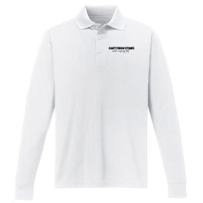 CanT Throw Stones While Washing Feet Performance Long Sleeve Polo