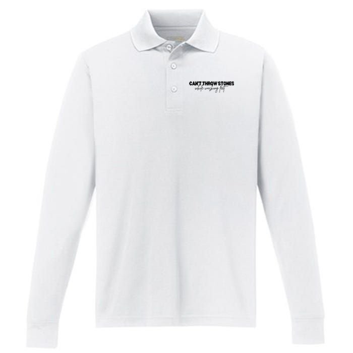 CanT Throw Stones While Washing Feet Performance Long Sleeve Polo