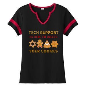 Christmas Tech Support Here To Delete Cookies Ladies Halftime Notch Neck Tee