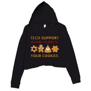 Christmas Tech Support Here To Delete Cookies Crop Fleece Hoodie