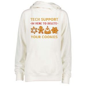 Christmas Tech Support Here To Delete Cookies Womens Funnel Neck Pullover Hood