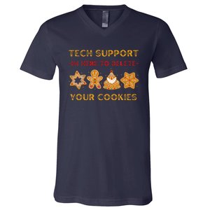 Christmas Tech Support Here To Delete Cookies V-Neck T-Shirt