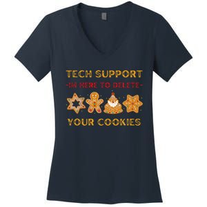 Christmas Tech Support Here To Delete Cookies Women's V-Neck T-Shirt