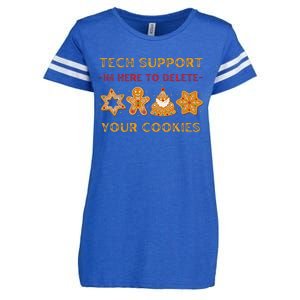 Christmas Tech Support Here To Delete Cookies Enza Ladies Jersey Football T-Shirt