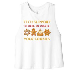 Christmas Tech Support Here To Delete Cookies Women's Racerback Cropped Tank