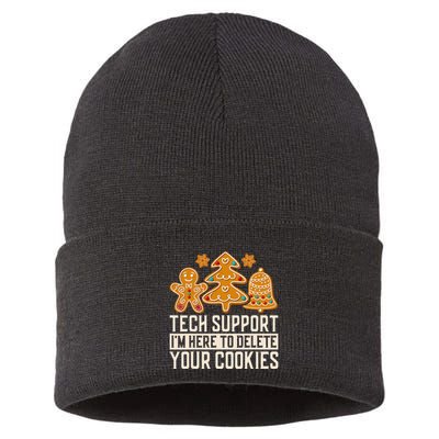 Christmas Tech Support Here To Delete Cookies Xmas Sustainable Knit Beanie