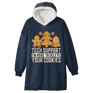 Christmas Tech Support Here To Delete Cookies Xmas Hooded Wearable Blanket