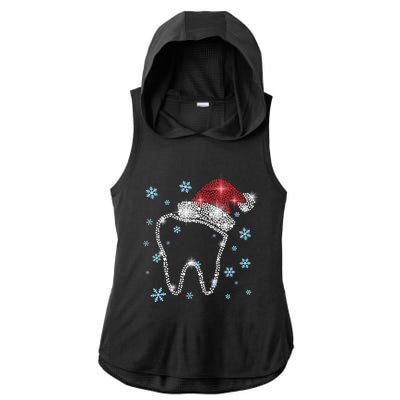 Christmas Tooth Santa Hat Funny Dentist Dental Assistant Gift Ladies PosiCharge Tri-Blend Wicking Draft Hoodie Tank