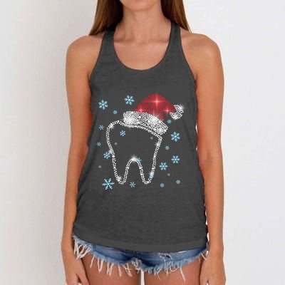 Christmas Tooth Santa Hat Funny Dentist Dental Assistant Gift Women's Knotted Racerback Tank