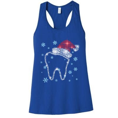 Christmas Tooth Santa Hat Funny Dentist Dental Assistant Gift Women's Racerback Tank