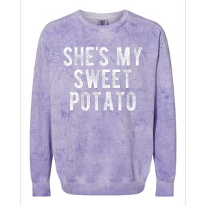 Couples Thanksgiving Shirts She's My Sweet Potato I Yam Colorblast Crewneck Sweatshirt