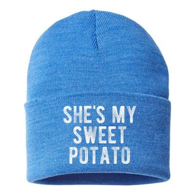 Couples Thanksgiving Shirts She's My Sweet Potato I Yam Sustainable Knit Beanie