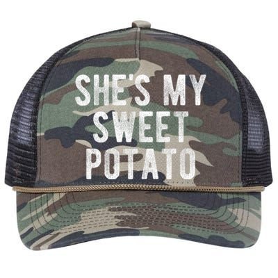 Couples Thanksgiving Shirts She's My Sweet Potato I Yam Retro Rope Trucker Hat Cap