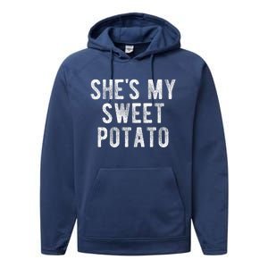 Couples Thanksgiving Shirts She's My Sweet Potato I Yam Performance Fleece Hoodie