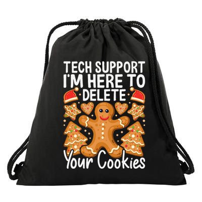 Christmas Tech Support Here To Delete Cookies Xmas Drawstring Bag